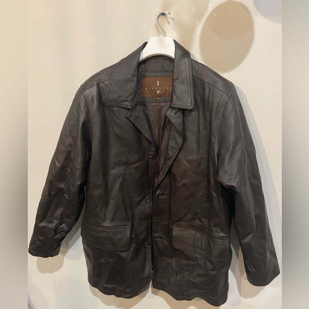 Men's Classic Brown Leather Military Jacket